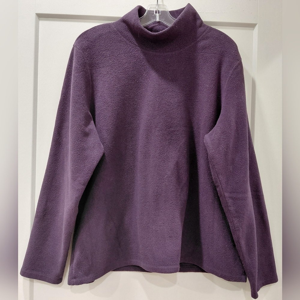 Lands' End Women's Plum Mock Turtleneck Sweater Sz 18-20 Winter Cabin Skiing
